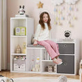 Kids BookshelfChildren Bookcase with Soft Cushion Seat Childrens Toy Storage Cubby & Reading Nook, 44.1 Kids Storage Cabinet