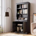 Acekool Modern Bookcase with Louvered Doors, Adjustable Shelves, Drawer & Cabinet, Set of 2, Safety Anti-Tip, White