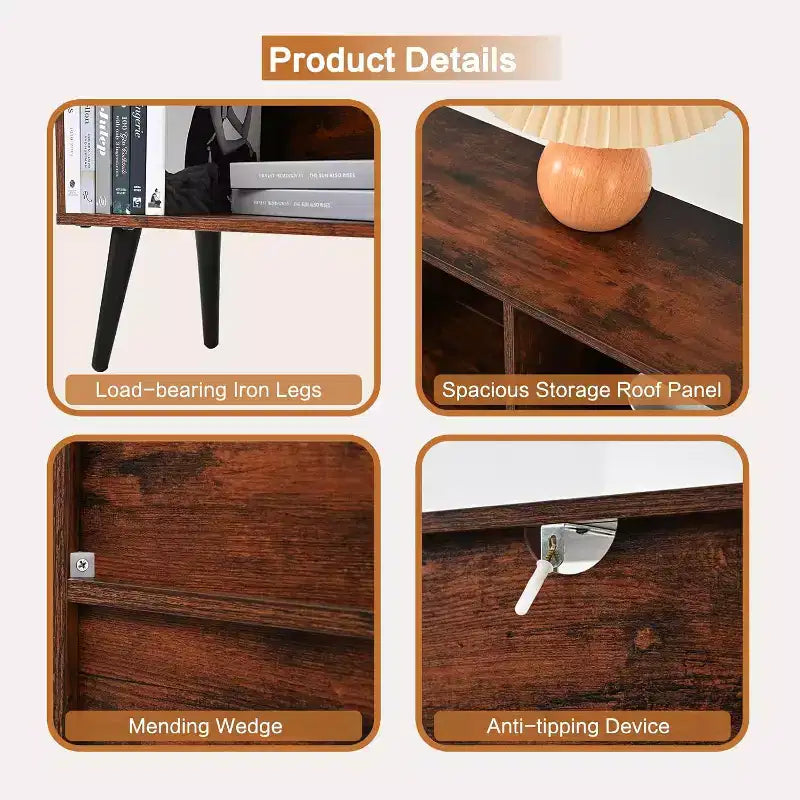 COZONY 10-Cube 3-Tier Bookshelf with 5 Iron Legs, Wooden Freestanding Open Shelf Storage Organizer for Home Office Living Room Bedroom