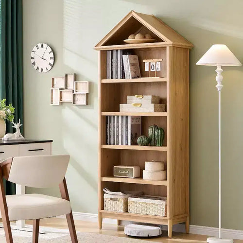 Bookshelf with Adjustable Shelves, 75.9 Tall Wide Bookshelf with Storage, 5 Tiers Open Shelves Bookcase with Triangular Top