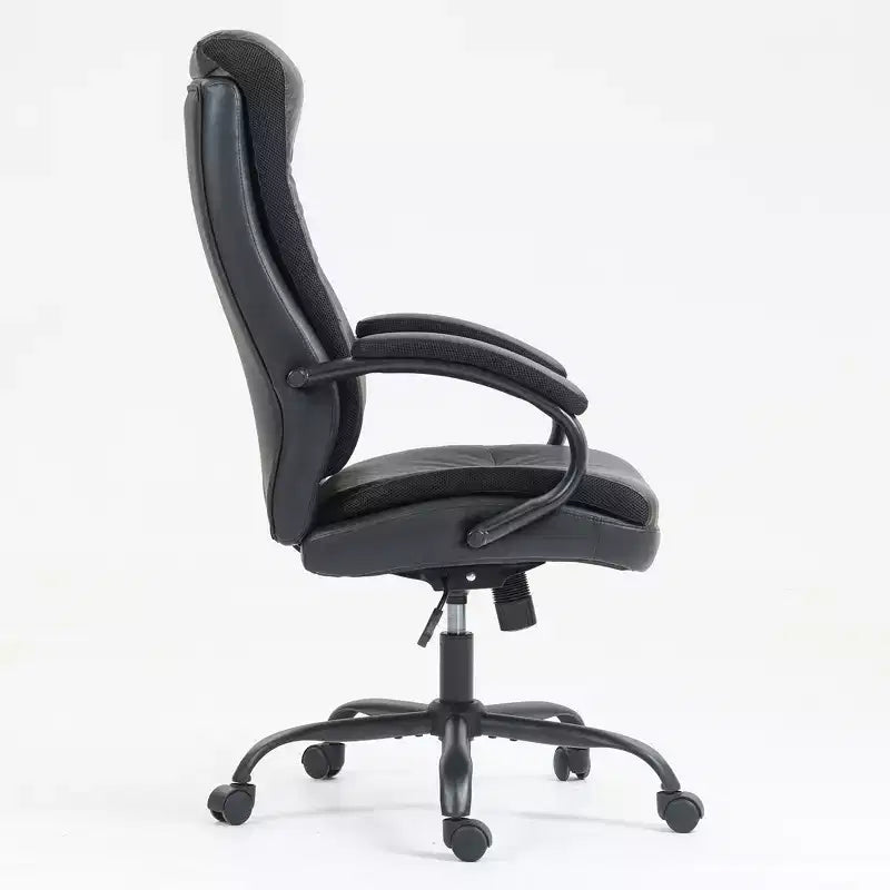 Okak High-Back Office Chair, Upholstered Desk Chair with Adjustable Height and Wheels, Comfy Chair for Reading Room, Study