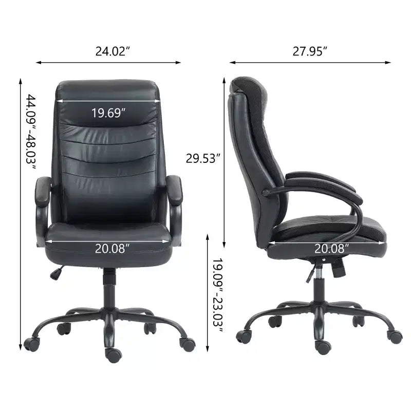 Okak High-Back Office Chair, Upholstered Desk Chair with Adjustable Height and Wheels, Comfy Chair for Reading Room, Study