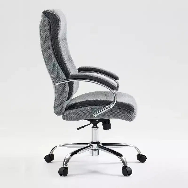 Okak High-Back Office Chair, Upholstered Desk Chair with Adjustable Height and Wheels, Comfy Chair for Reading Room, Study