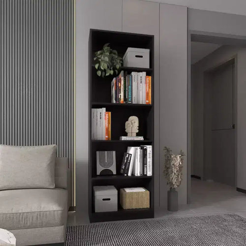 Okak Minimalism Bookshelf, Display Case with 5 Open Shelves, Freestanding Storage Organizer for Living Room, Office
