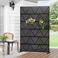 MAYEERTY Triangular Prismatic Light Black Galvanized Steel Screen Outdoor and Indoor Divider with Free Standing Decorative Privacy Screen
