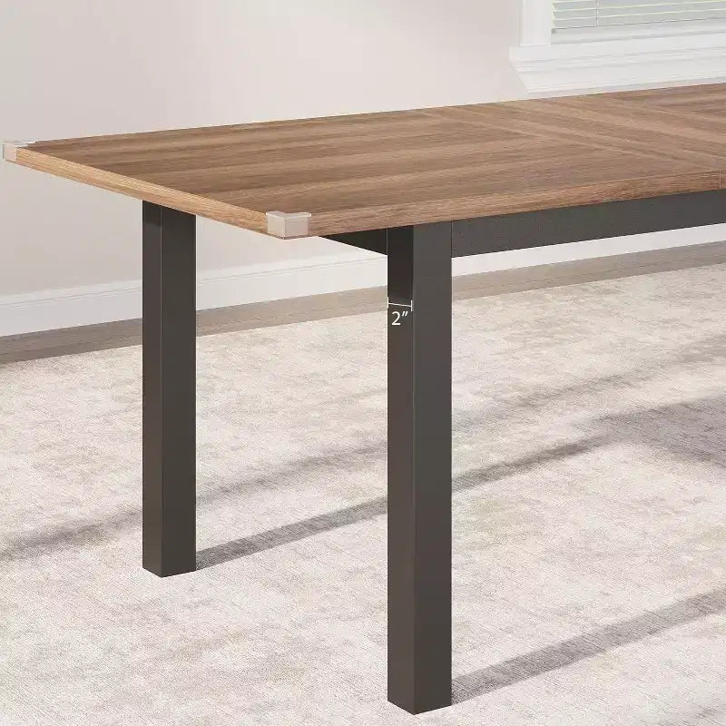 63 Large Extendable Dining Table Kitchen Table for 6-8, with Sturdy Metal Frame, Saving Space for Kitchen, Dining Room, Apartment
