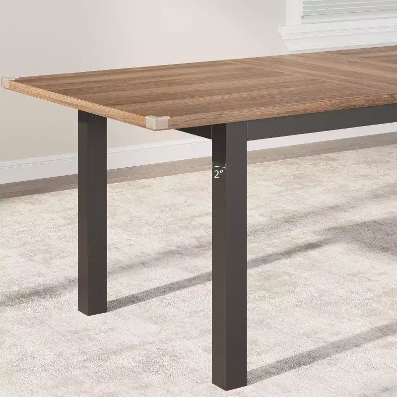 63 Large Extendable Dining Table Kitchen Table for 6-8, with Sturdy Metal Frame, Saving Space for Kitchen, Dining Room, Apartment