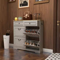 Okak Shoe Cabinet, Shoe Organizer with 3 Panel Flip Drawers and 1 Simple Drawers, Freestanding Shoe Rack for Entryway, Living Room, Hallway