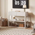 COZONY 34.6 Tall Fluted Console Table with 2 Drawers, 3-Tier Narrow Entryway Sofa Table for Hallway Living Room
