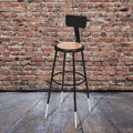 Hampden Furnishings Set of 2 32"-39" Height Adjustable Heavy Duty Steel Accent Barstools with Backrest Black: Modern Design